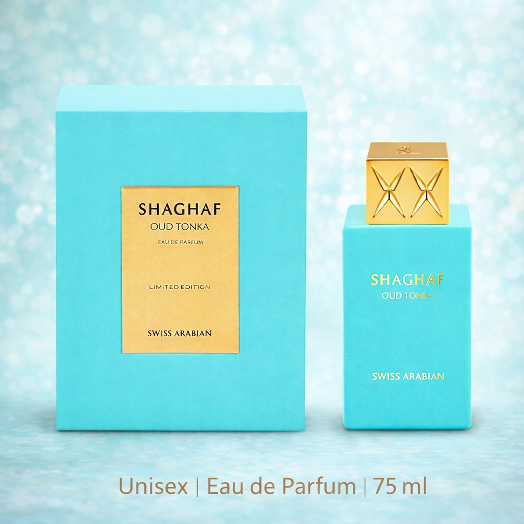 Eau de Parfum Swiss Arabian Shaghaf Oud Tonka 75 ml – Fragancia Gourmand | Cálida y sensual