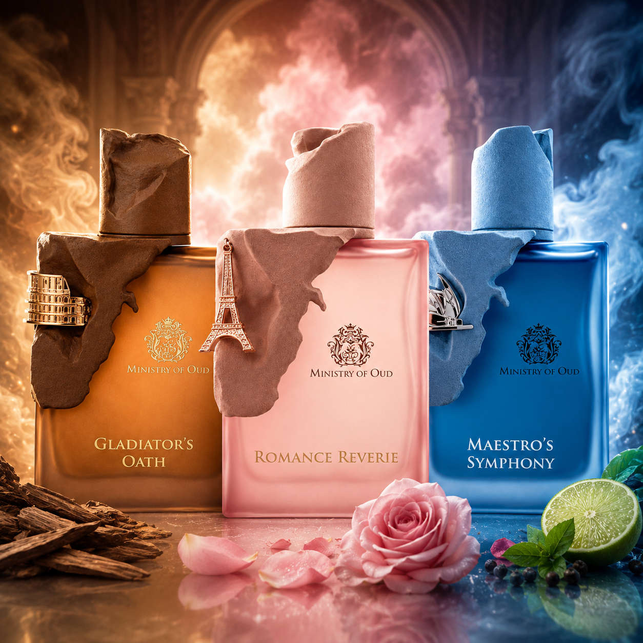 Ministry of Oud Collection Paris Corner Eau de Parfum 100 ml – Gladiator’s Oath, Romance Reverie & Maestro’s Symphony