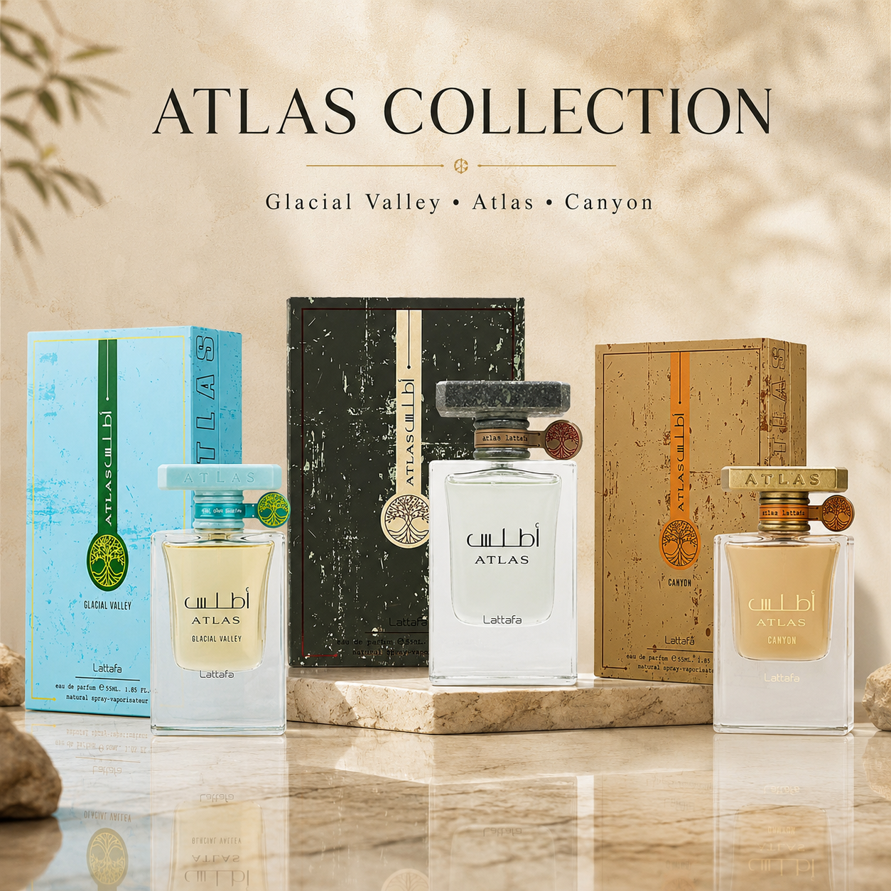 Lattafa Atlas Collection – Atlas, Atlas Glacial Valley & Atlas Canyon | Aquatisch-Frische Düfte