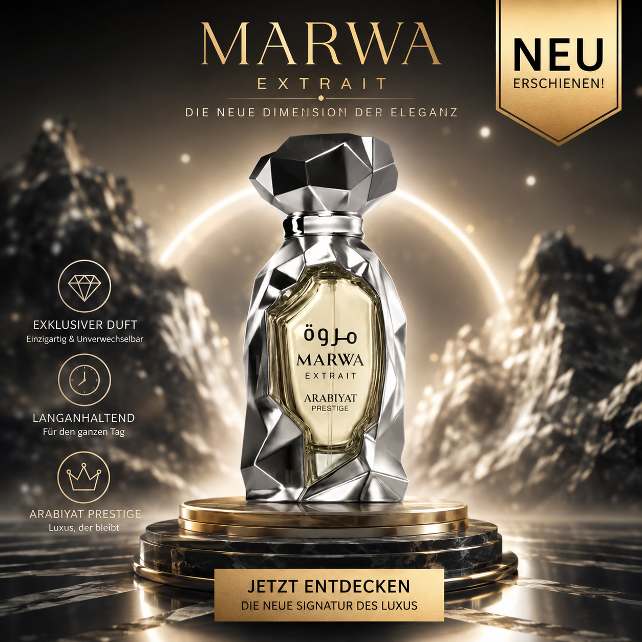 Arabiyat Prestige Marwa Extrait de Parfum – Zitrisch-Würziger Unisex Duft | Bergamotte, Schwarzer Tee & Weihrauch