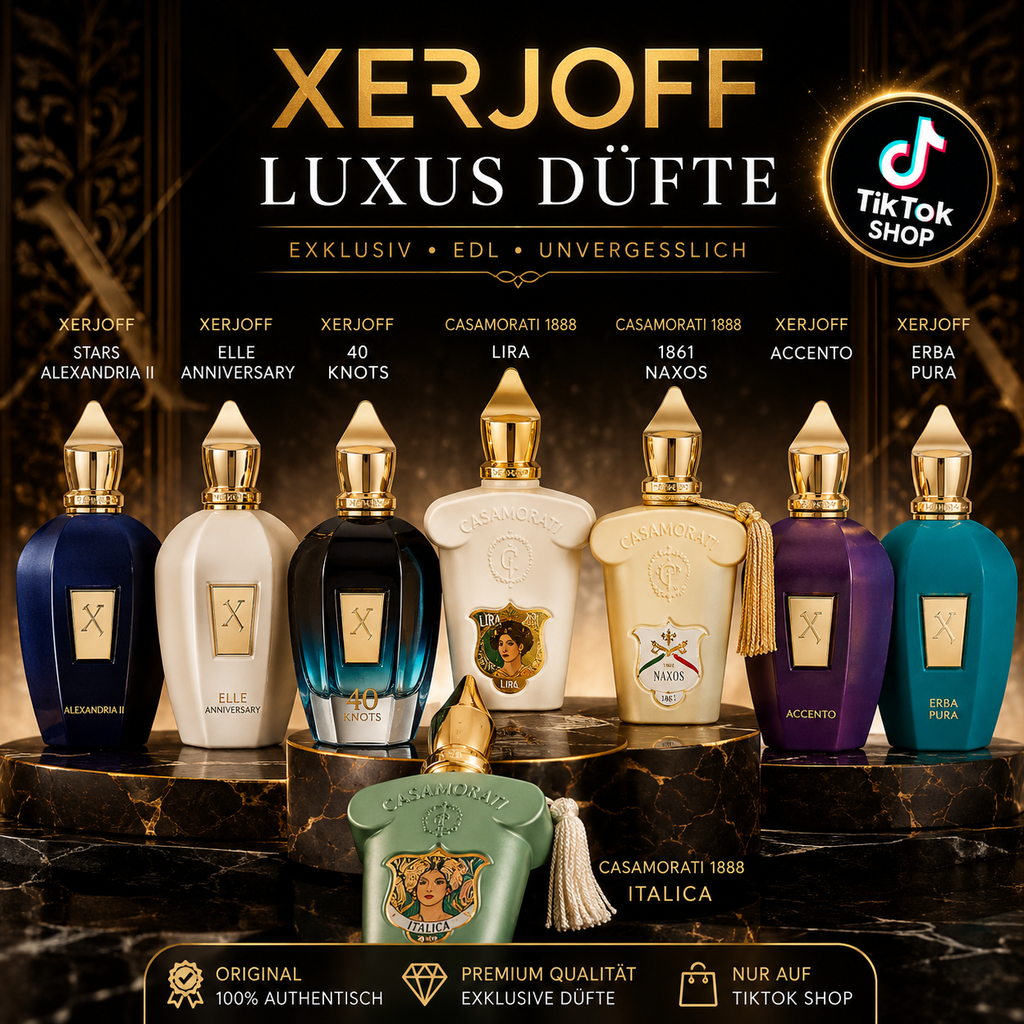 Xerjoff Parfum Collection – Alexandria II, Elle Anniversary, 40 Knots, 1888, Lira, Naxos, Accento, Erba Pura & Italica | Duftauswahl