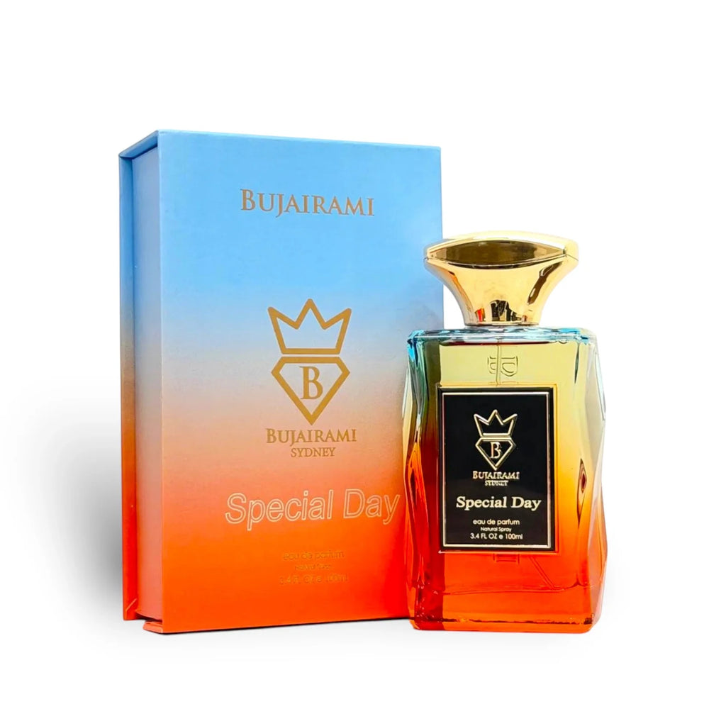 Bujairami Special Day Eau de Parfum 100 ml – Fruchtig-Floraler Gourmand Duft | Champagner, Praliné & Vanille